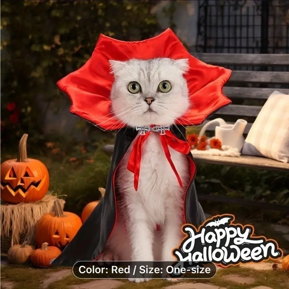 Cat Vampire Cape New black and red with gothic clasp